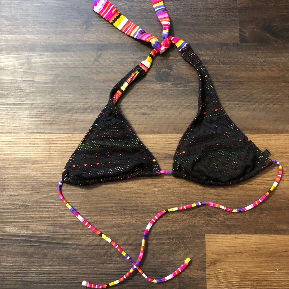 ‼️LAST CHANCE SALE‼️ OP Women's Halter Swim Rainbow Crochet Triangle Bikini M